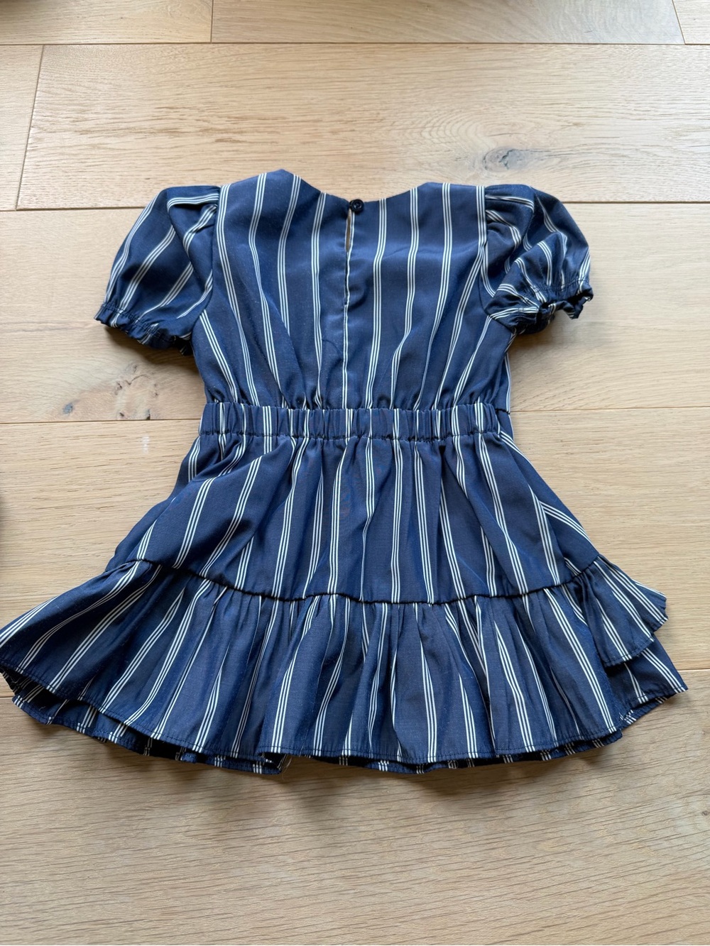 Habitual Baby Girl Blue Striped Ruffle Dress + Bloomers Set 12M - Picture 3 of 5